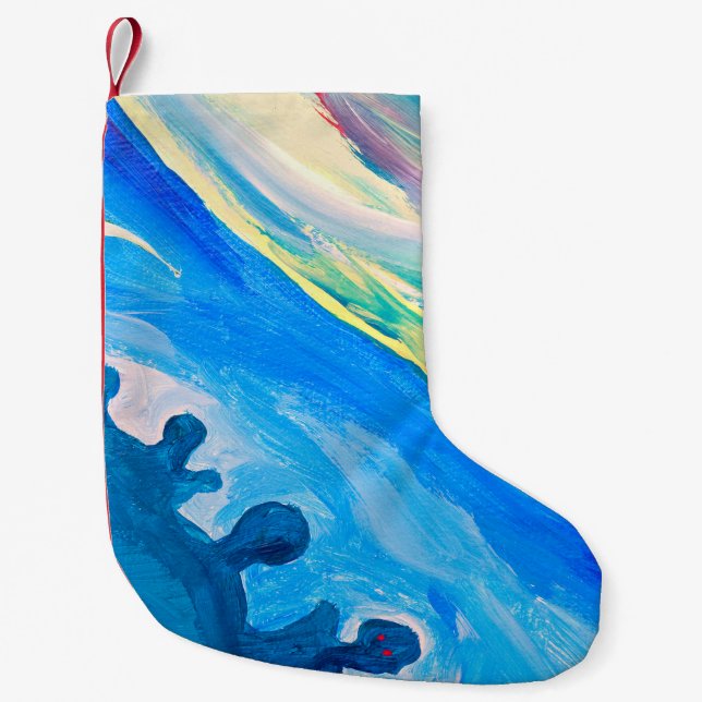 Calcetín Navideño Pequeño Fondo colorido texturado, fragmento de un acr (Anverso)