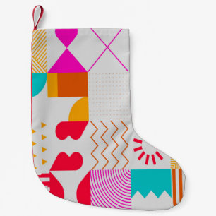 Calcetín Navideño Pequeño Fondo de diseño con formas sencillas. Geo colorid