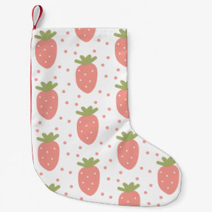 Calcetín Navideño Pequeño Fondo de fresas de frutas