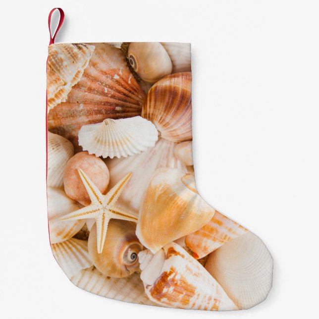 Calcetín Navideño Pequeño Fondo de las casetas: tema marino. (Anverso)