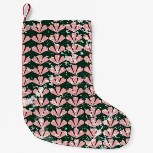 Calcetín Navideño Pequeño fondo de patrón de grano, corazones, flor, rosado.