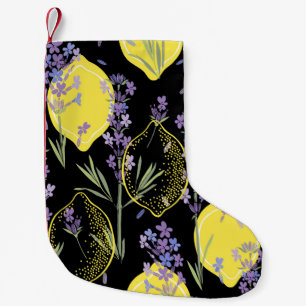 Calcetín Navideño Pequeño Fondo floral con flores de lavanda dibujadas a man