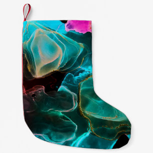 Calcetín Navideño Pequeño Fondo mágico. Pintura de mano. Agua de creatividad