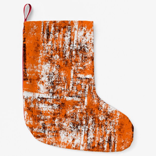 Calcetín Navideño Pequeño Fondo moreno oscuro. Naranja blanco negro o (Anverso)