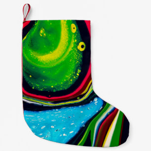 Calcetín Navideño Pequeño Fondo pintado a mano abstracto, acrílico líquido p