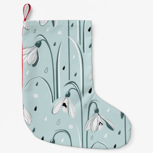 Calcetín Navideño Pequeño Fondo primaveral con delicadas flores de nevada a