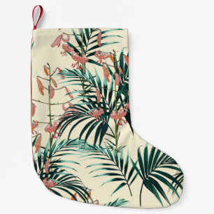 Calcetín Navideño Pequeño Fondo tropical con plantas de selva. Sin inconveni