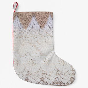 Calcetín Navideño Pequeño Fondo y textura del paño de encaje