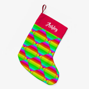Calcetín Navideño Pequeño Formas arcoiris brillantes bloqueadas