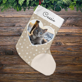 Calcetín Navideño Pequeño Foto Crema Navideña Mascota Acogedora