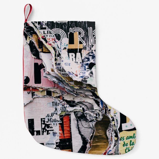 Calcetín Navideño Pequeño Foto de cierre de papeles rotos (Anverso)