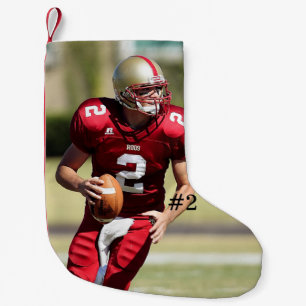Calcetín Navideño Pequeño Foto de fútbol personalizada y número