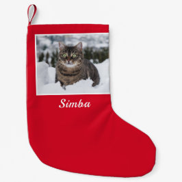 Calcetín Navideño Pequeño Foto de gato personalizado personalizada
