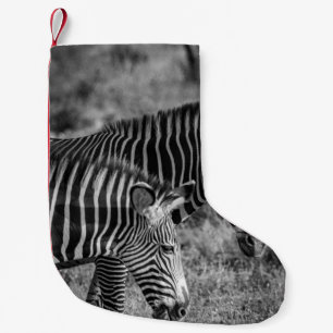 CALCETÍN NAVIDEÑO PEQUEÑO FOTO DE GRAYSCALE DE ZEBRAS