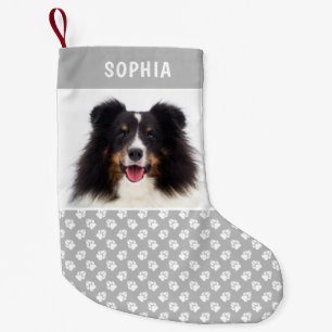Calcetín Navideño Pequeño Foto de mascota personalizada con nombre personali