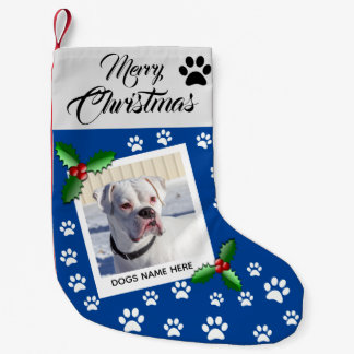Calcetín Navideño Pequeño Foto de perro divertido, regalo de Navidades