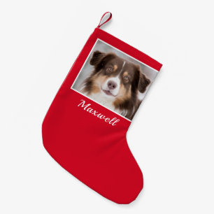 Calcetín Navideño Pequeño Foto de perro personalizado personalizada