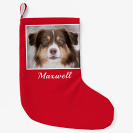 Calcetín Navideño Pequeño Foto de perro personalizado personalizada
