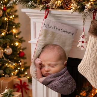 Calcetín Navideño Pequeño Foto del primer Navidad del bebé