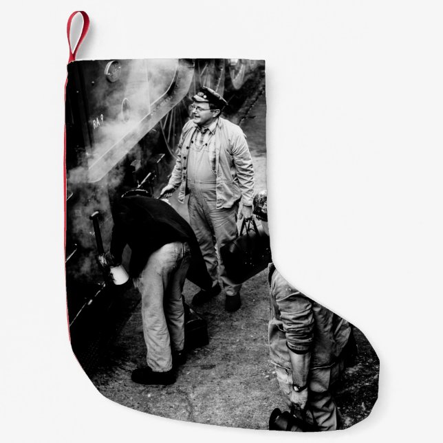 CALCETÍN NAVIDEÑO PEQUEÑO FOTO EN GRAYSCALE DE HOMBRES PARADOS AL LADO DEL T (Anverso)