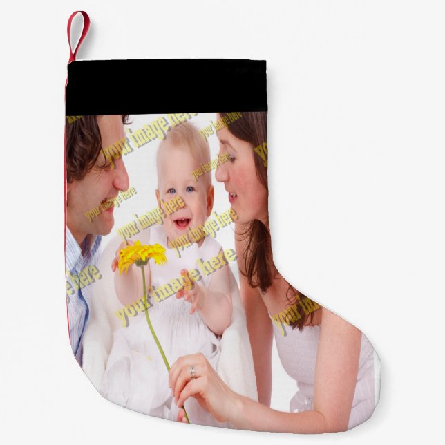 Calcetín Navideño Pequeño Foto FAMILIAR ✨ Personalizado encantador (Anverso)