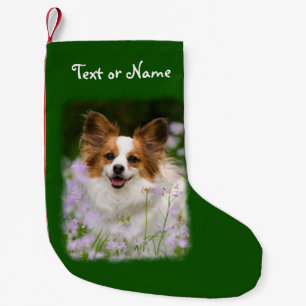 Calcetín Navideño Pequeño Foto linda del mascota del perro de Papillon -