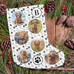 Calcetín Navideño Pequeño Foto Mascota Purpurina negro Pintura Perro