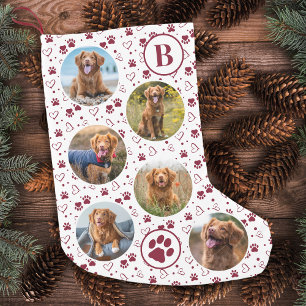 Calcetín Navideño Pequeño Foto Mascota Purpurina Rojo Pintura Imprime Perro