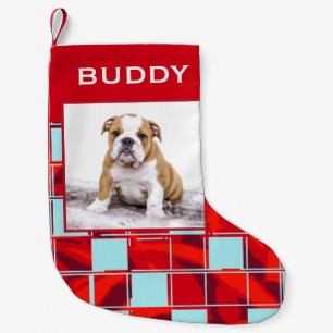 Calcetín Navideño Pequeño Foto moderna de Mascota de perro de Bulldog de sed