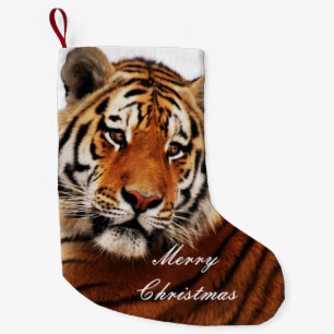Calcetín Navideño Pequeño Foto oblicua del vistazo del tigre