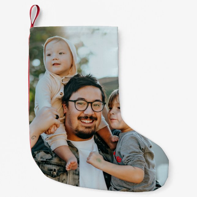 Calcetín Navideño Pequeño Foto personalizada (Anverso)