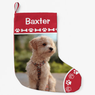 Calcetín Navideño Pequeño Foto personalizada de perro con monograma de nombr