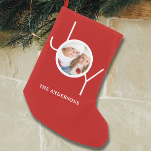 Calcetín Navideño Pequeño Foto personalizado Red