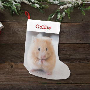 Calcetín Navideño Pequeño Foto y nombre del amante del hámster del mascota