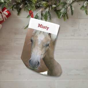 Calcetín Navideño Pequeño Foto y nombre del amante del potro del caballo del