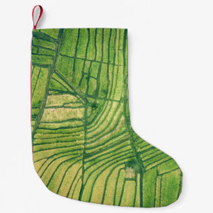 Calcetín Navideño Pequeño Fotografía aérea del campo de cultivo verde