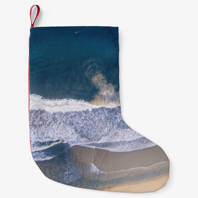 CALCETÍN NAVIDEÑO PEQUEÑO FOTOGRAFÍA DE ALTO ÁNGULO DE LA PLAYA (Anverso)