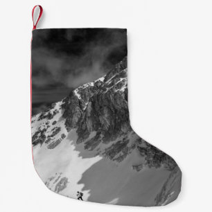 CALCETÍN NAVIDEÑO PEQUEÑO FOTOGRAFÍA DE GRAYSCALE DE MONTAÑA