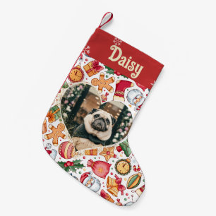 Calcetín Navideño Pequeño Fotografía Mascota personalizada de Heart Frame Gi