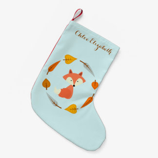 Calcetín Navideño Pequeño Fox dulce del otoño