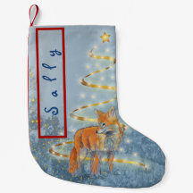 Fox en la Nieve con el árbol de la cinta de opcion