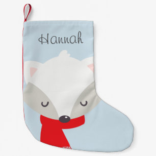 Calcetín Navideño Pequeño Fox en Scarf Personalizado