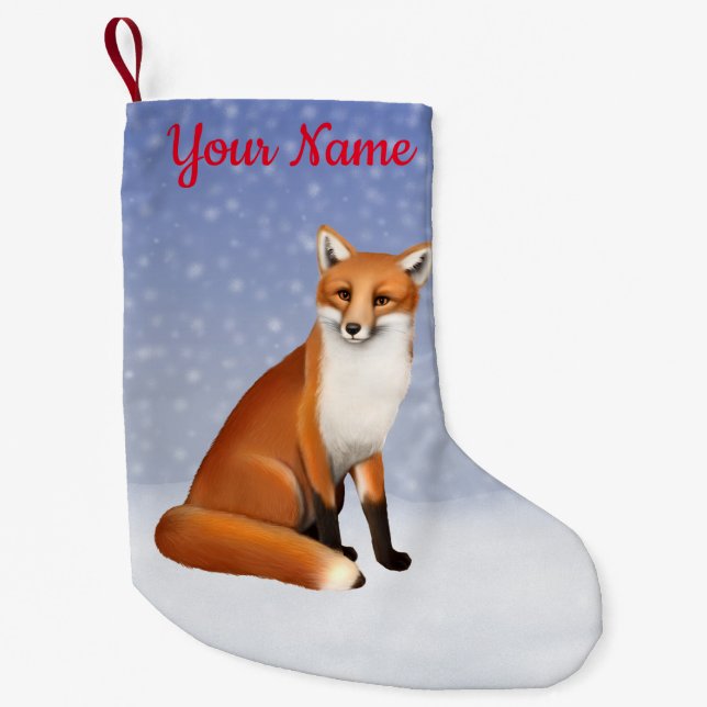 Calcetín Navideño Pequeño Fox rojo en el almacenamiento del navidad de la (Anverso)