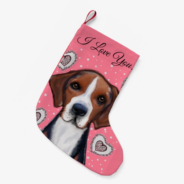 Calcetín Navideño Pequeño Foxhound americano (Frente (Colgado))