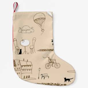 Calcetín Navideño Pequeño Francés rosado: Diseño de patrones de Moda.