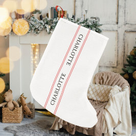 Calcetín Navideño Pequeño Francés tradicional nombre personalizado banda roj