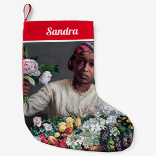 Calcetín Navideño Pequeño Frederic Bazille - Joven mujer con peonías