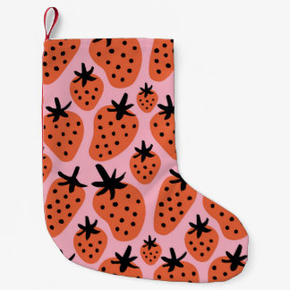 Calcetín Navideño Pequeño Fresa divertida, diseño a mano sin fisuras.