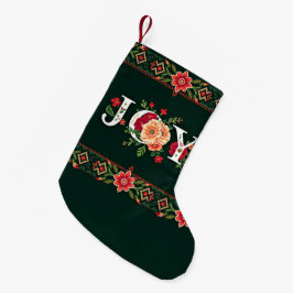 Calcetín Navideño Pequeño frontera floral de JOY navidad