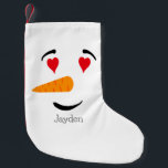Calcetín Navideño Pequeño Frosty el hombre de nieve enamorado<br><div class="desc">Este diseño de Frosty nos enseña que el amor no conoce límites,  ni siquiera los hechos de nieve,  y que la calidez del corazón puede derretir incluso los días más calurosos. Compartir este diseño con alguien especial</div>